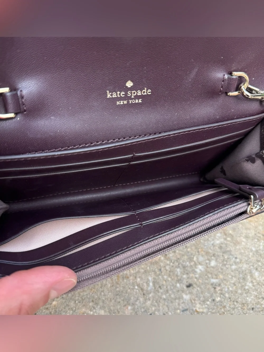 Kate Spade Briar Lane Quilted Emelyn Metallic Oak Wristlet Clutch Bag Purple